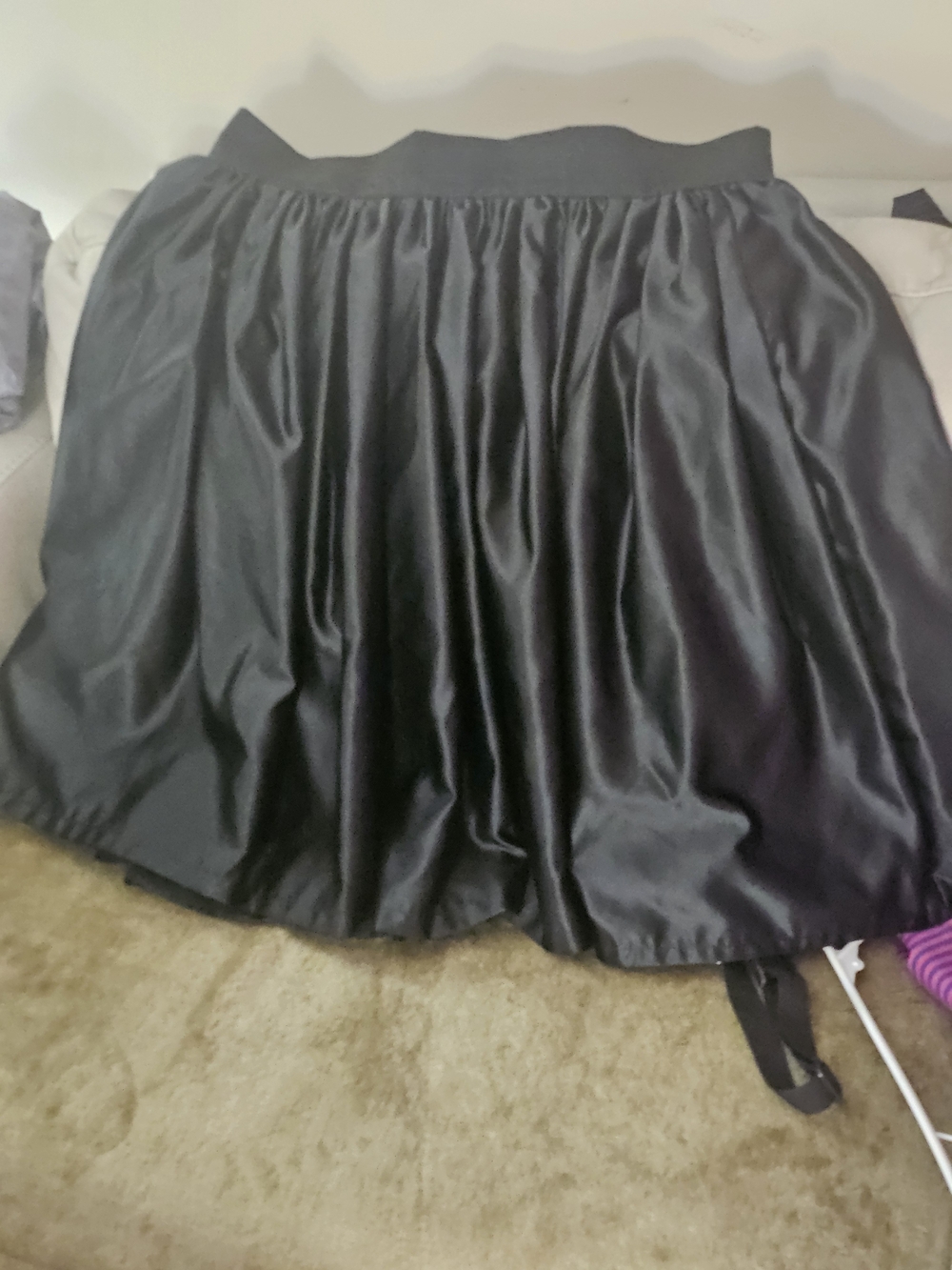 Classic Black A-Line Satin Skirt